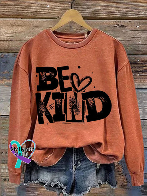 Be Kind Teacher Casual Print Sweatshirt Orange / S