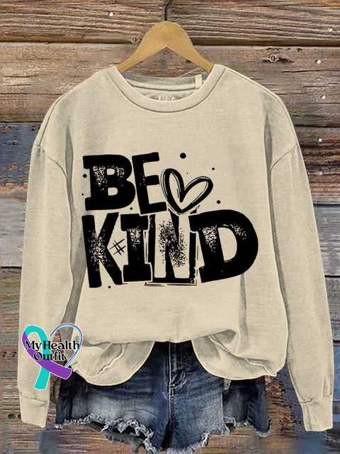 Be Kind Teacher Casual Print Sweatshirt Sand / S
