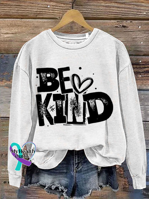 Be Kind Teacher Casual Print Sweatshirt White / S