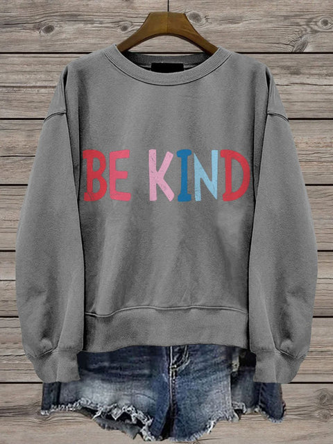 Be Kind Teacher Choose Kindness Casual Print Sweatshirt Grey / S