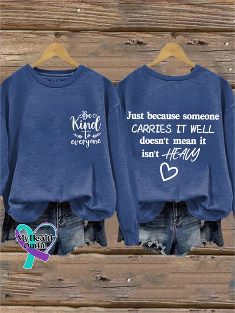 Be Kind To Everyone Art Print Pattern Casual Sweatshirt Blue / S