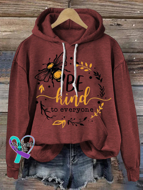 Be Kind To Everyone Hooded Long-Sleeved Casual Sweatshirt Claret / S