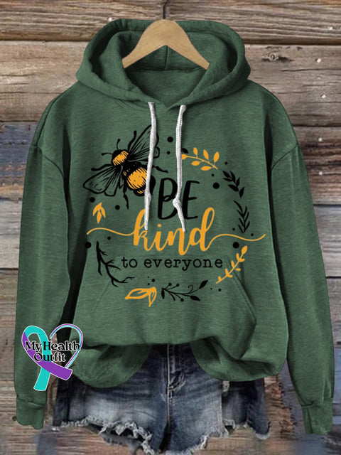 Be Kind To Everyone Hooded Long-Sleeved Casual Sweatshirt Green / S