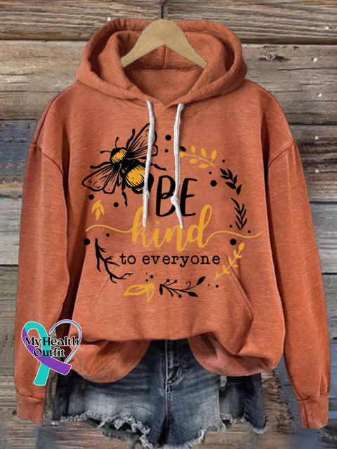Be Kind To Everyone Hooded Long-Sleeved Casual Sweatshirt Orange / S