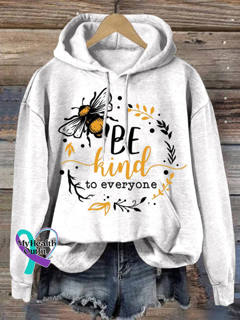 Be Kind To Everyone Hooded Long-Sleeved Casual Sweatshirt White / S