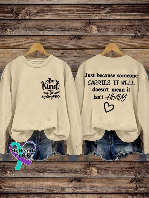 Be Kind To Everyone Letter Print Casual Sweatshirt Sand / S
