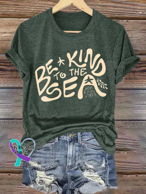 Be Kind To The Sea BE KIND VIBES T-shirt Green / S