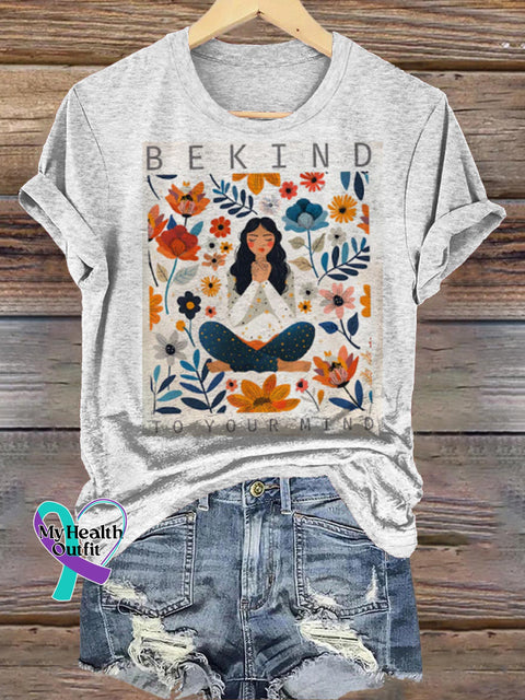 Be Kind To Your Mind Girl’s Prayer Print Casual Crew Neck Short Sleeve T-Shirt Multicolor / S