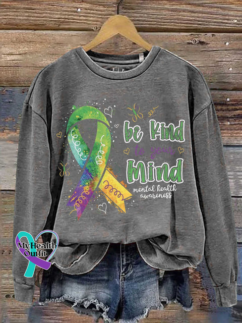 Be Kind To Your Mind Mental Health Awareness Casual Sweatshirt Grey / S