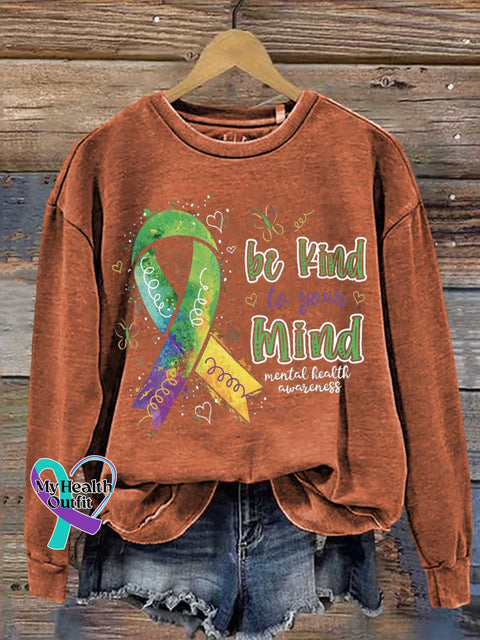 Be Kind To Your Mind Mental Health Awareness Casual Sweatshirt Orange / S