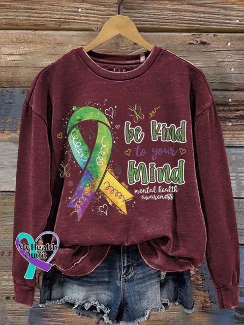 Be Kind To Your Mind Mental Health Awareness Casual Sweatshirt Red / S