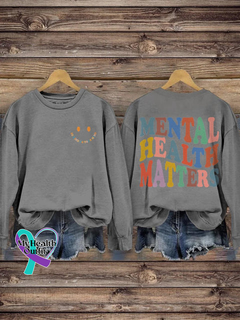 Be Kind To Your Mind Mental Health Matters Awareness Pattern Print Casual Sweatshirt Grey / S