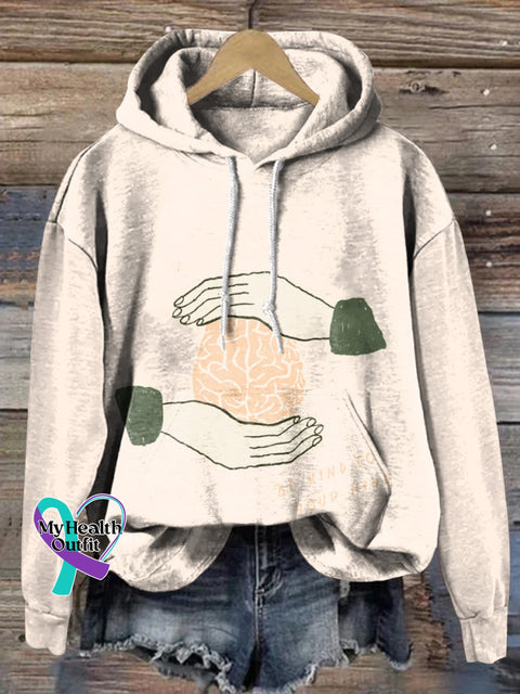 Be Kind To Your Mind Printed Casual Hoodie Multicolor / S