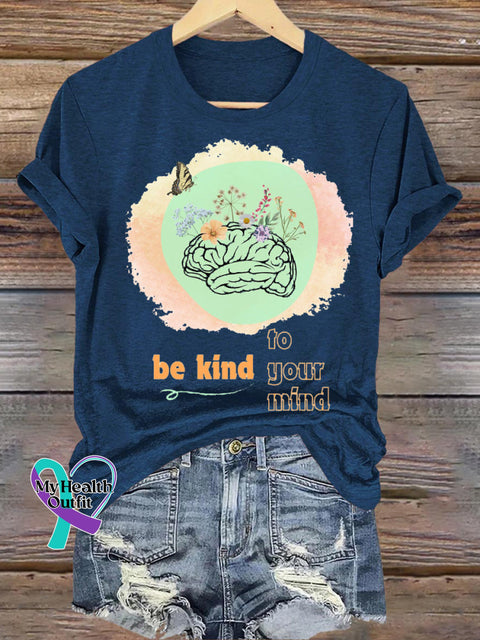 Be Kind To Your Mind Spiritual Health Printed Casual Crew Neck Short Sleeve T-Shirt NavyBlue / S