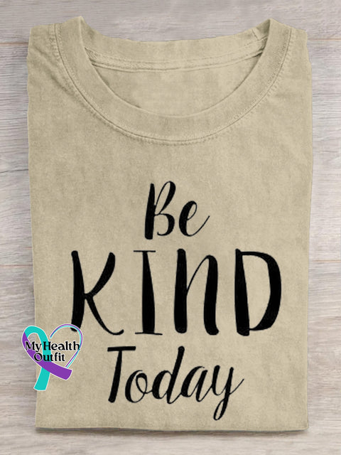 Be Kind Today Printed Casual Crew Neck Short Sleeve T-Shirt Beige / S