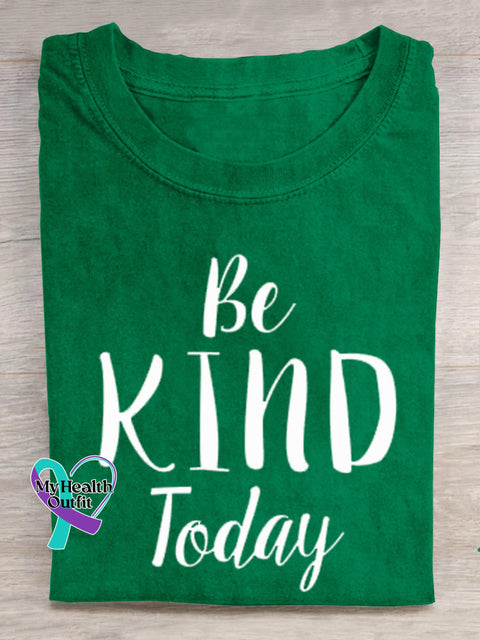 Be Kind Today Printed Casual Crew Neck Short Sleeve T-Shirt Green / S
