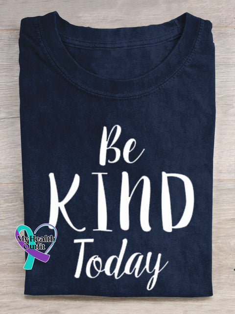 Be Kind Today Printed Casual Crew Neck Short Sleeve T-Shirt NavyBlue / S