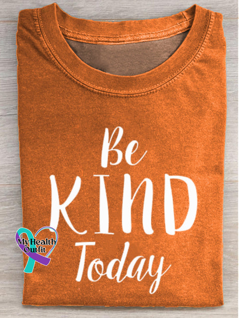Be Kind Today Printed Casual Crew Neck Short Sleeve T-Shirt Orange / S