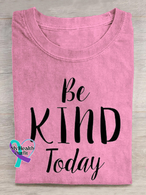 Be Kind Today Printed Casual Crew Neck Short Sleeve T-Shirt Pink / S