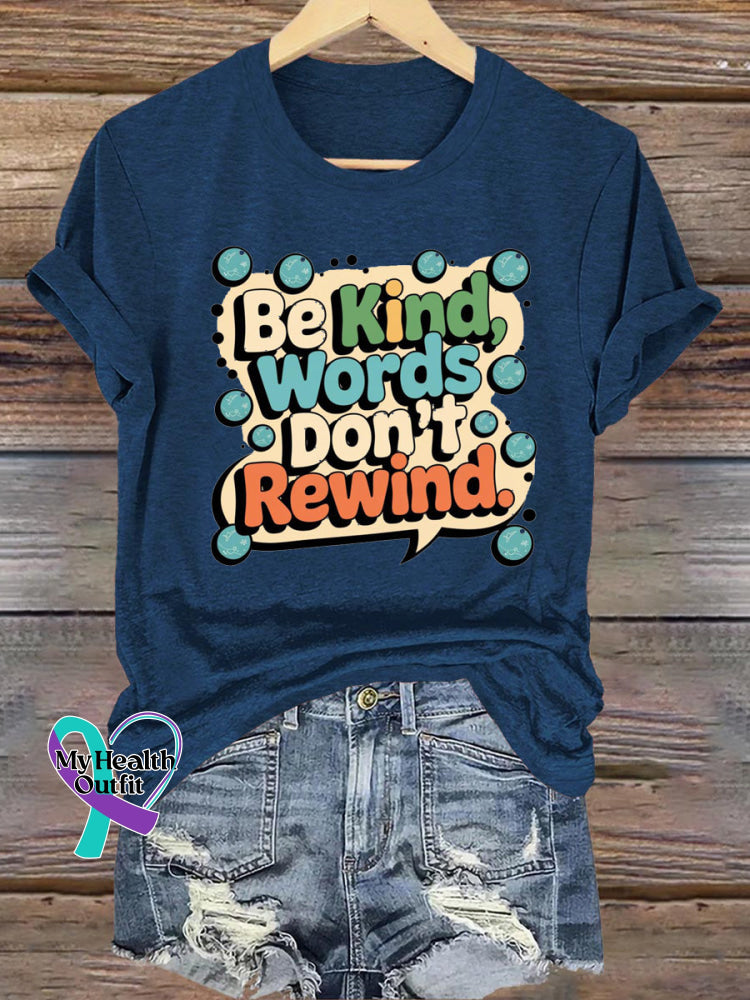 Be Kind Words Don’t Rewind Printed Casual Crew Neck Short Sleeve T-Shirt NavyBlue / S