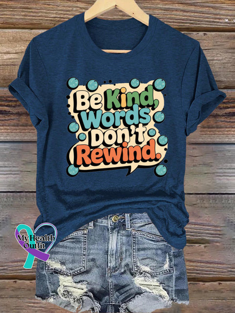 Be Kind Words Don’t Rewind Printed Casual Crew Neck Short Sleeve T-Shirt NavyBlue / S