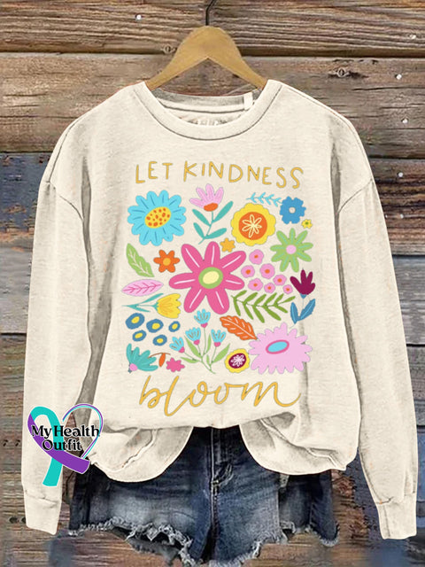 Be Kindness Bloom Floral Print Casual Sweatshirt Beige / S