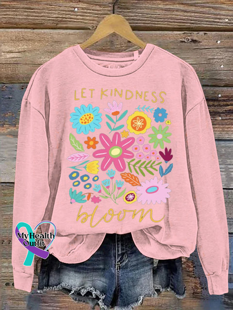 Be Kindness Bloom Floral Print Casual Sweatshirt Pink / S