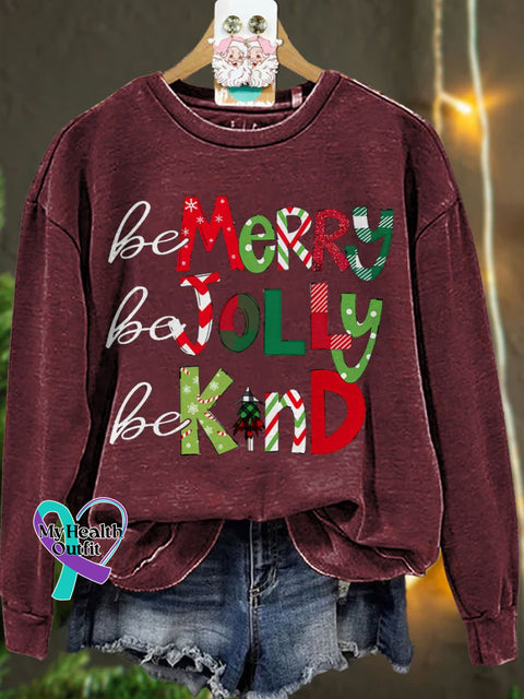 Be Merry Jolly Kind Teacher Christmas Casual Sweatshirt Maroon / S