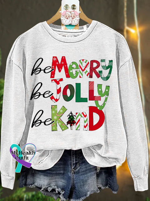 Be Merry Jolly Kind Teacher Christmas Casual Sweatshirt White / S