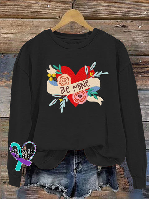 Be Mind Crew Neck Long Sleeve Casual Sweatshirt Black / S