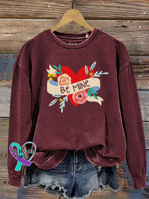 Be Mind Crew Neck Long Sleeve Casual Sweatshirt Claret / S