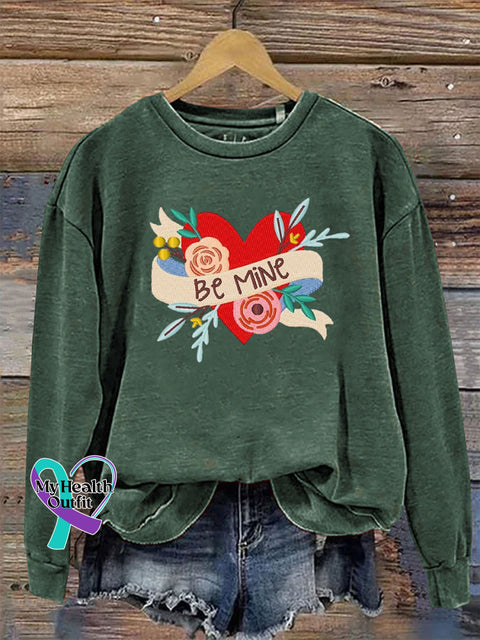 Be Mind Crew Neck Long Sleeve Casual Sweatshirt Green / S