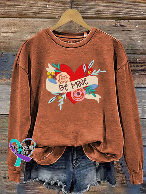 Be Mind Crew Neck Long Sleeve Casual Sweatshirt Orange / S