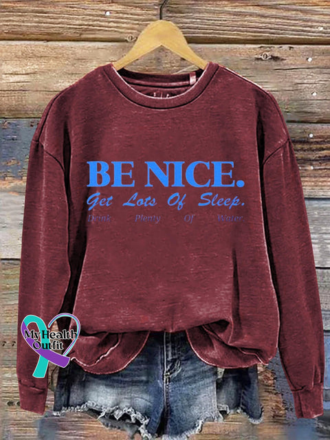 Be Nice Art Print Pattern Casual Sweatshirt Red / S