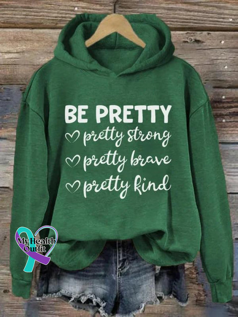 Be Pretty Suicide Awareness Art Print Casual Sweatshirt Green / S