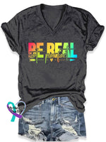 Be Real Not Perfect Art Print Casual T-Shirt Black / S