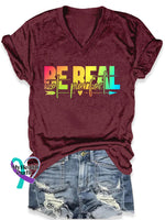Be Real Not Perfect Art Print Casual T-Shirt Maroon / S