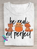 Be Real Not Perfect Art T-shirt White / S