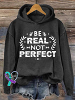 Be Real Not Perfect Casual Hoodie Sweatshirt Black / S