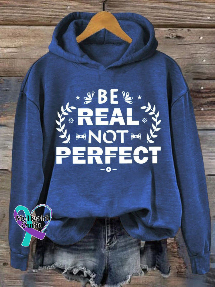 Be Real Not Perfect Casual Hoodie Sweatshirt Blue / S