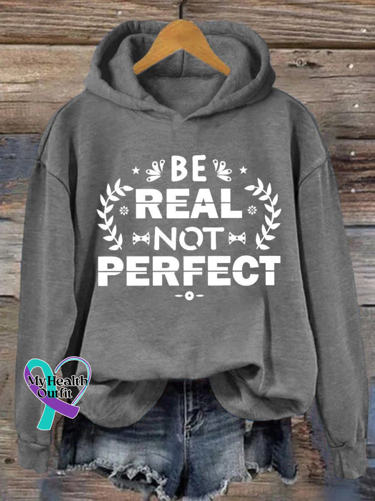 Be Real Not Perfect Casual Hoodie Sweatshirt Grey / S