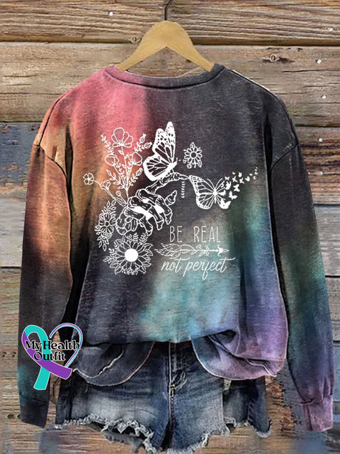 Be Real Not Perfect Kindness Print Casual Sweatshirt