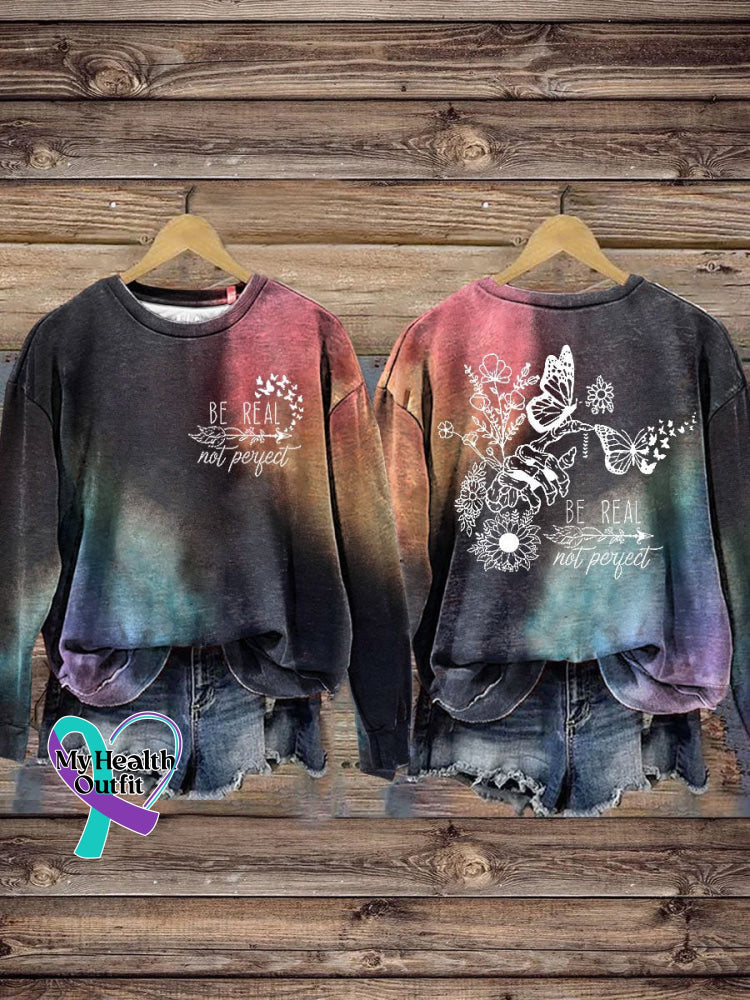 Be Real Not Perfect Kindness Print Casual Sweatshirt Multicolor / S
