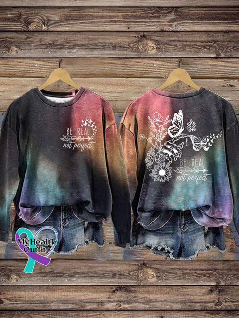 Be Real Not Perfect Kindness Print Casual Sweatshirt Multicolor / S
