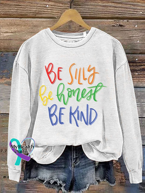 Be Silly Kind Print Casual Sweatshirt White / S