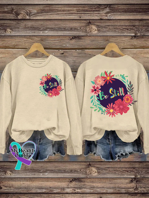 Be Still Printed Casual Sweatshirt Beige / S