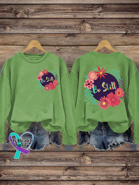 Be Still Printed Casual Sweatshirt Green / S