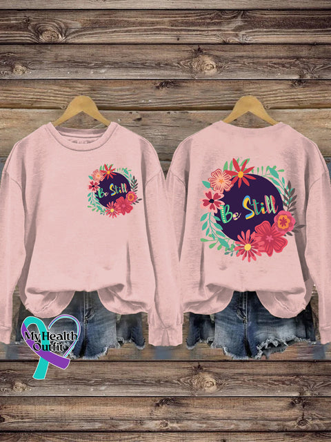 Be Still Printed Casual Sweatshirt Pink / S