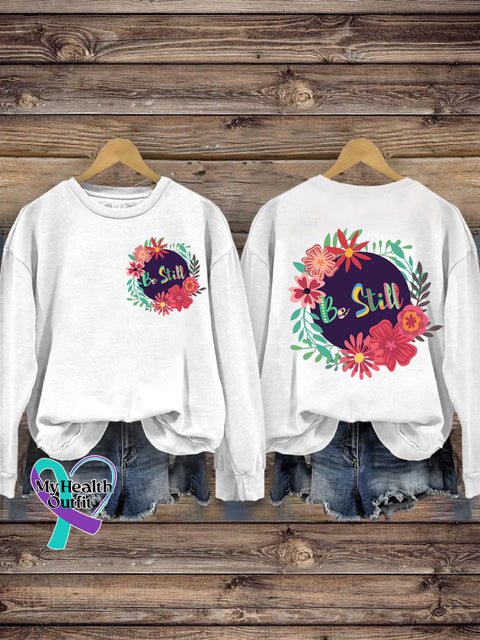 Be Still Printed Casual Sweatshirt White / S