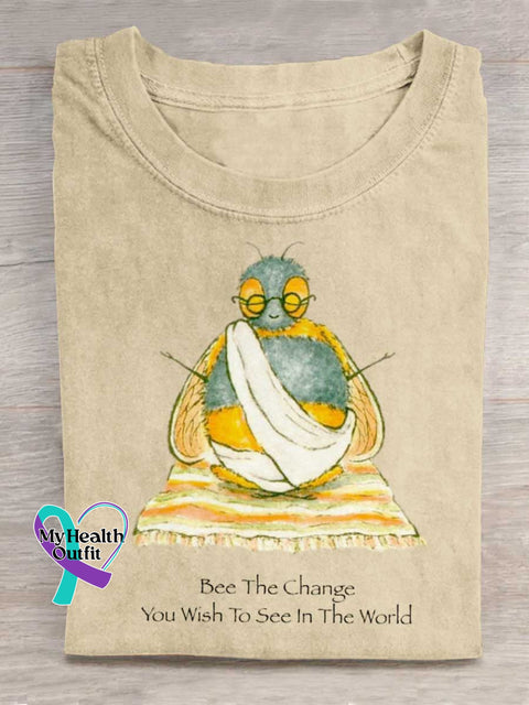 Be The Change You Wish To See In The World Art Print Casual T-shirt Apricot / S